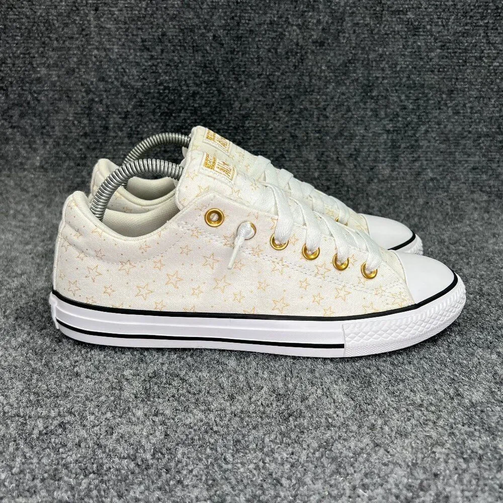 Converse All Star Street Slip Sneakers Girl's‎ 6 White Gold Star Athletic Shoes